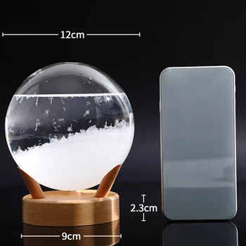 

12cm Clear Glass Crystal Ball Weather Storm Glass Crystal Forecaster Bottle Home Decoration Accessories with Base
