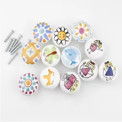 clown 1PC Cute Child Nordic Ceramic Single Round Knobs Wardrobe Kitchen Garden Door Handle Modern Cabinet Handle With Screw