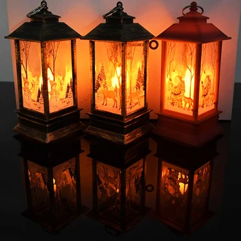 

Christmas Decorative Snowman Hanging Light Elk Flame Night Light Creative Santa Festival Party Lantern Decor Xmas Tree Hanging