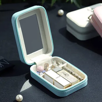 

Portable Jewelry Box Organizer PU Leather Jewellery Ring Earring Boxes Packaging Storage Display Case Organizer for Home Travel