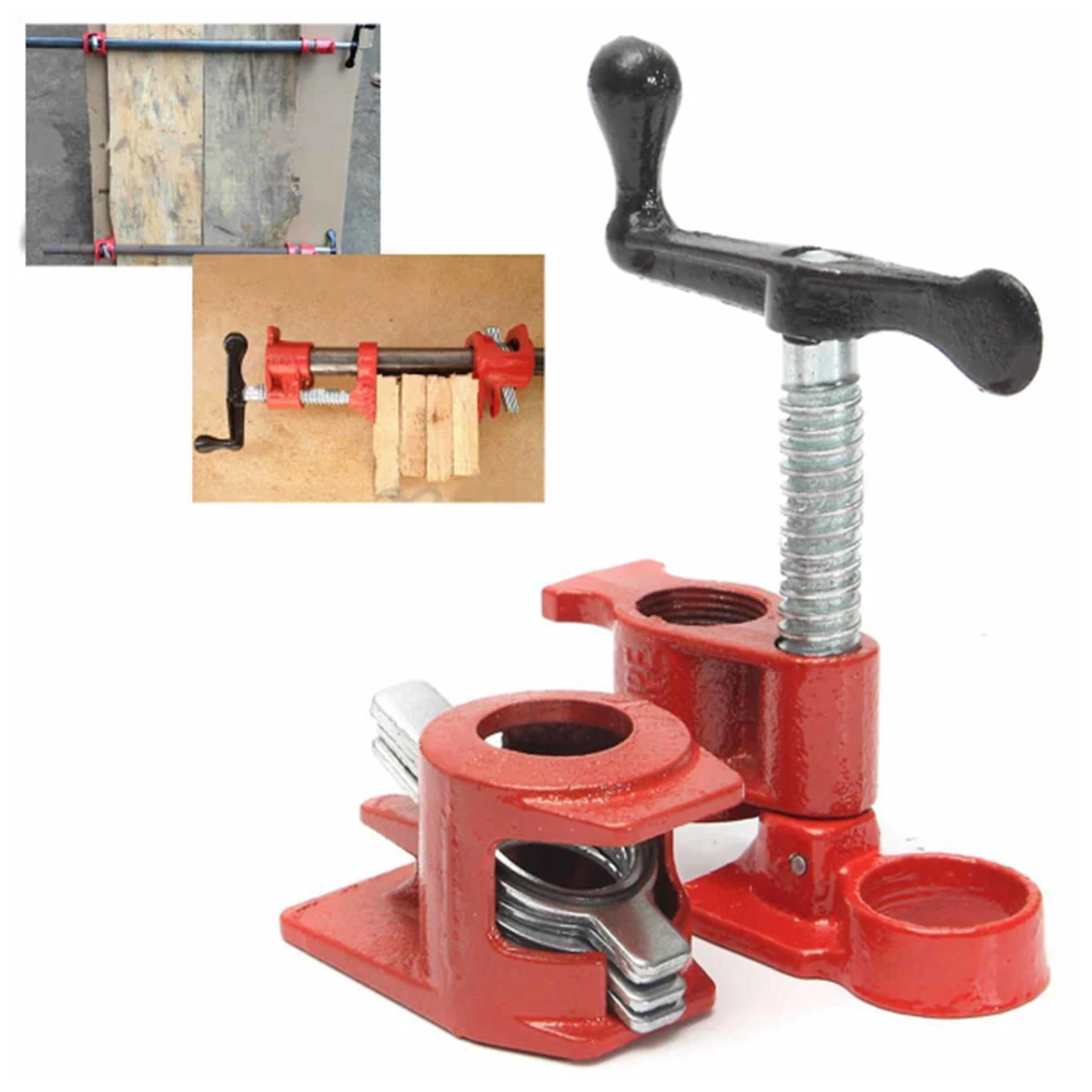 

T Handle Sturdy Pipe Clamp Woodworking Hand Tool Professional Carpenter Easy Operate Fixture Wood Gluing Cast Iron