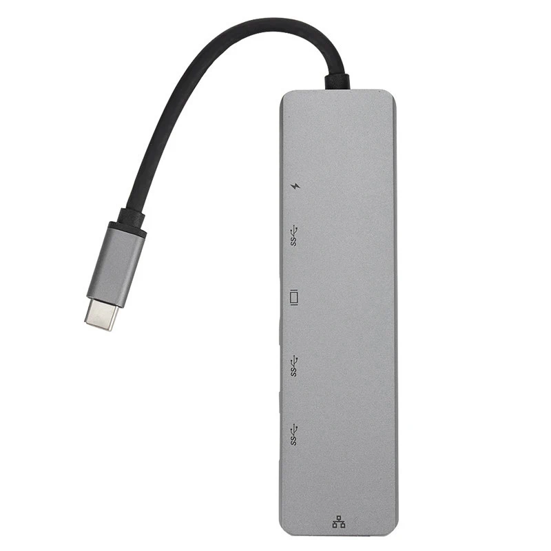 6 в 1 концентратор Usb Type C Hdmi 4K Usb C концентратор для Gigabit Ethernet Rj45 Lan адаптер для Macbook Pro Thunderbolt Usb-C зарядное устройство Порт Silv
