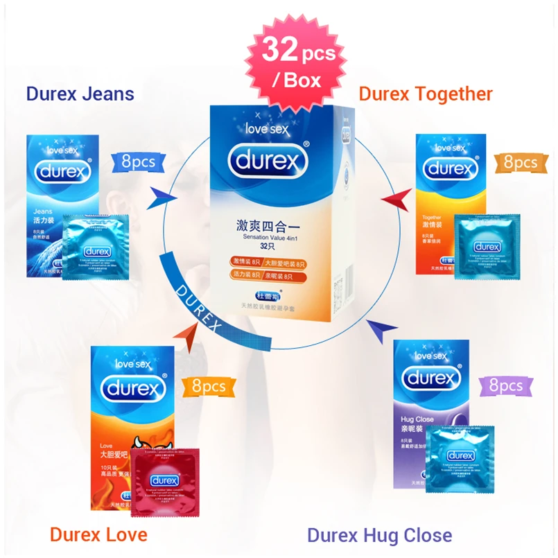 Durex Condom Box Natural Latex Smooth Lubricated Contraception 4 Types Condoms for Men Sex Toys Products Wholesale 2