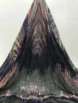 

New Arrival African Organza Voile Lace Fabric With Sequin 2019 High Quality French Black Lace Fabric For Nigerian Weeding Dress