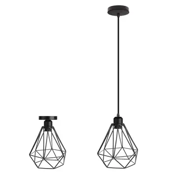 

Lamp Cage Black Metal Wire Lampshade Living Room HangLamp Bedroom Romantic Iron Lampshade Chandelier Retro Vintage Fashion