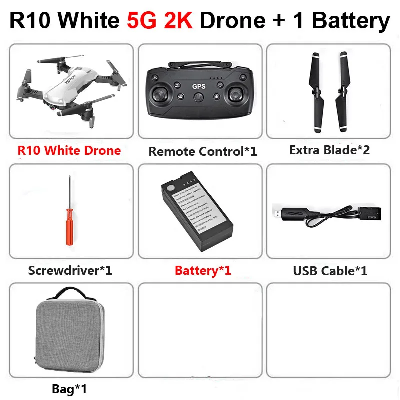 R10 складной Профессиональный Дрон с 2K 12MP камерой 5G gps WiFi FPV селфи широкоугольный Радиоуправляемый вертолет Квадрокоптер игрушки SG907 S167 - Цвет: R10 W 5G 2K 1B Bag