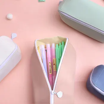 

New Polygon Makeup Bag Kawaii Cosmetic Brush Bag Simple Waterproof Stationery Bags Fashion Artificial PU Pencil Case Hot Sale