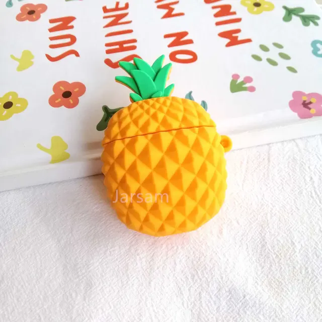 Creativity Cartoon funny cute silicone Case For Airpods 2 1 cover For Air pods 1 2 Case Wireless charging soft Cover Box 3Dpineapple