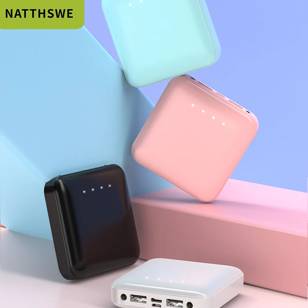 NATTHSWE портативное зарядное устройство с цифровым дисплеем 10000 мАч два порта USB для