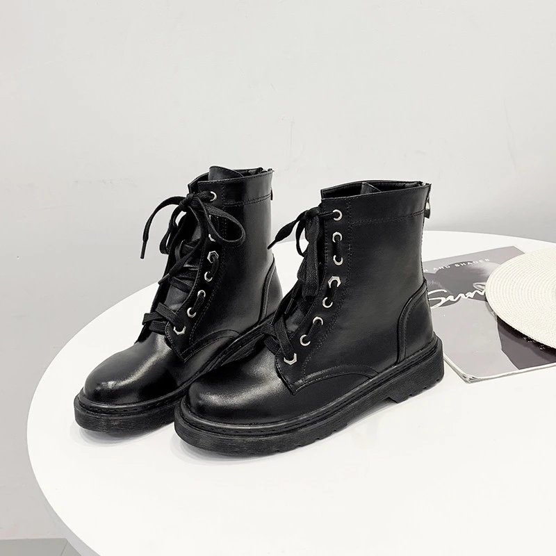 Black ankle combat boots Clearance