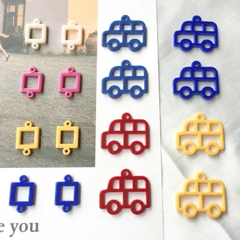 

Cartoon children's interest hand drawn lines car color contrast square acrylic DIY hand Jewelry Earring accessories materials