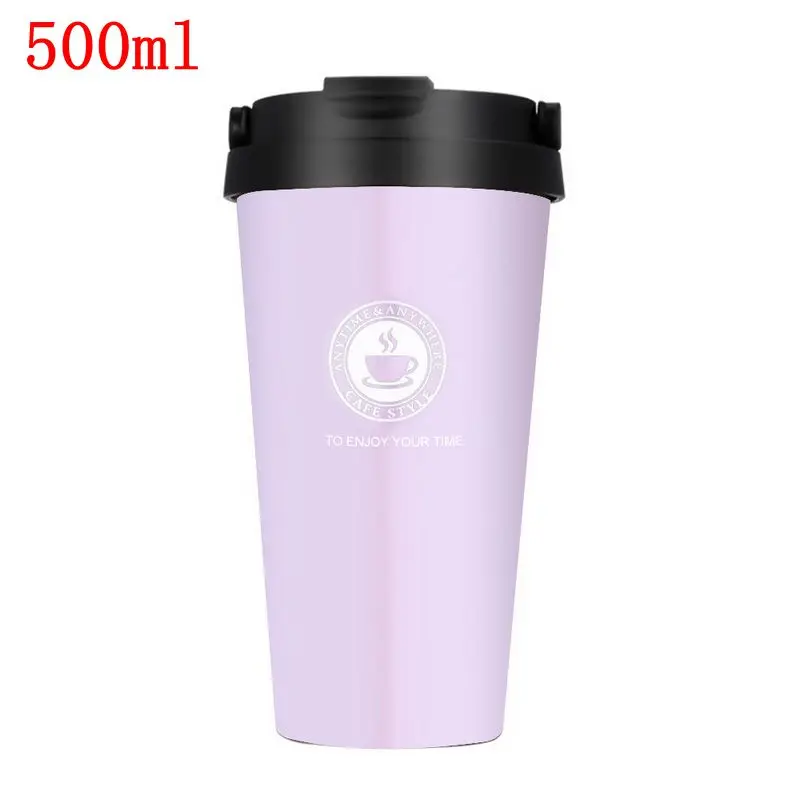 Pink 380/500 мл портативная дорожная кофейная кружка, вакуумная колба, термо-бутылка для воды, автомобильная кружка, Термокружка Из Нержавеющей Стали, Термокружка, чашка - Цвет: Pink