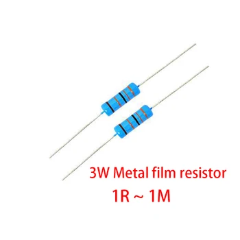 

400pcs 3W Metal film resistor 1% 1R ~ 1M 1R 4.7R 10R 22R 33R 47R 1K 4.7K 10K 100K 1 4.7 10 22 33 47 4K7 ohm