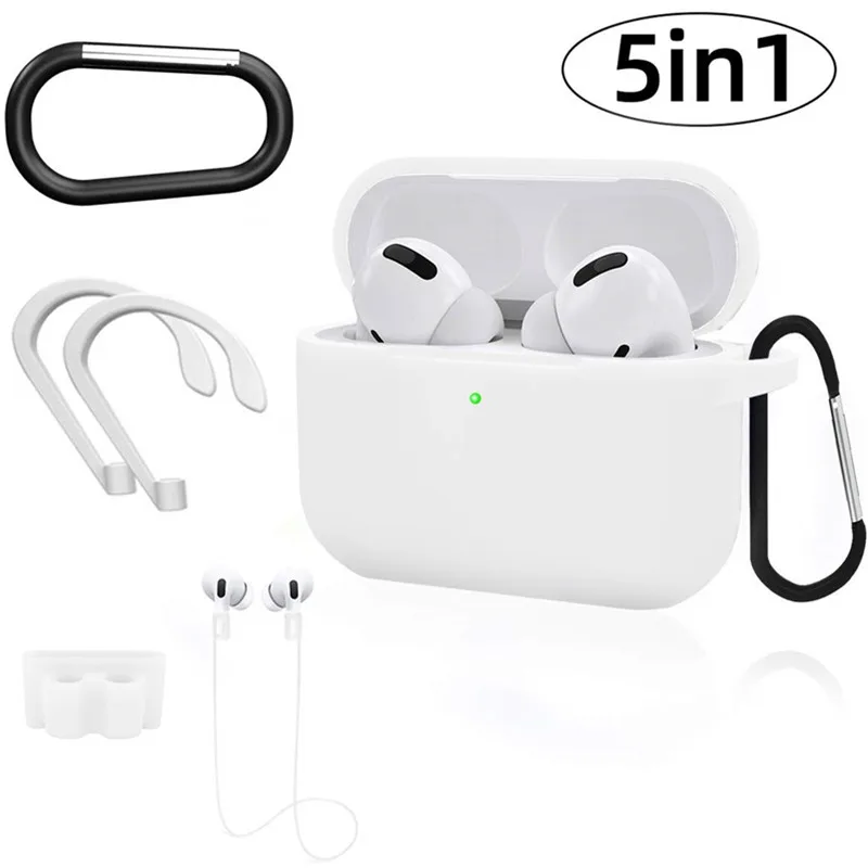 5 в 1 Ультра мягкий силиконовый защитный чехол для наушников Обложка Apple Airpods Pro Air