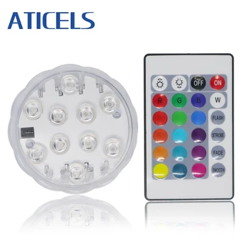 

Battery Operated Submersible Light 10LED RGB Remote Control Underwater Night Light For Outdoor Vase Bowl Garden Party Decoration