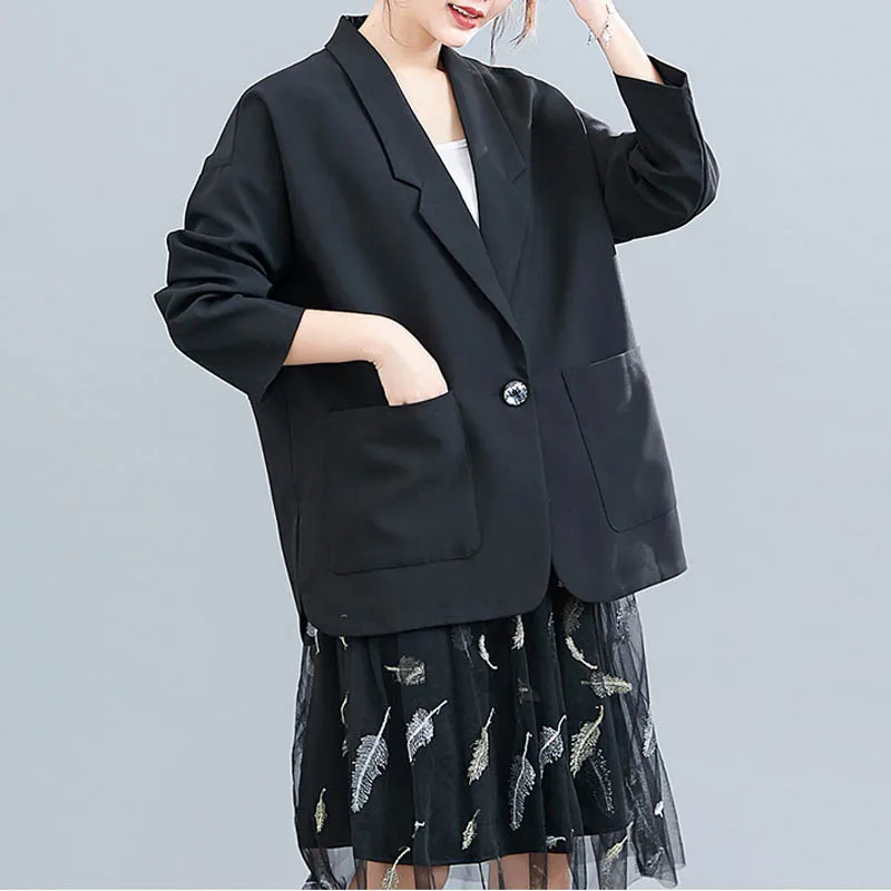 Осенний блейзер feminino, большие размеры, обхват груди 150 см, 6XL, 7XL, 8XL, 9XL, пальто для женщин, черный, серый цвета