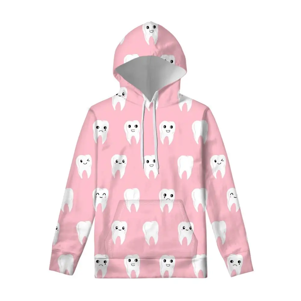 FORUDESIGNS/для женщин толстовки повседневное с длинным рукавом Kawaii стоматолога зубы зубная щетка узор утепленная одежда Harajuku кофты - Цвет: HXA202Z72W