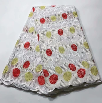 

African Dry Lace Fabric Red White High Quality Stones Swiss Voile Lace In Switzerland Nigerian Lace Fabric For Party Dress