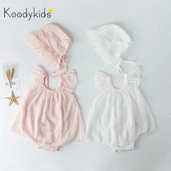 

Koodykids Baby Girl Bodysuits Summer Dress Rompers With Hat Princess Party Dress Fashion Baby Girl Clothes Pink Fashion Summer