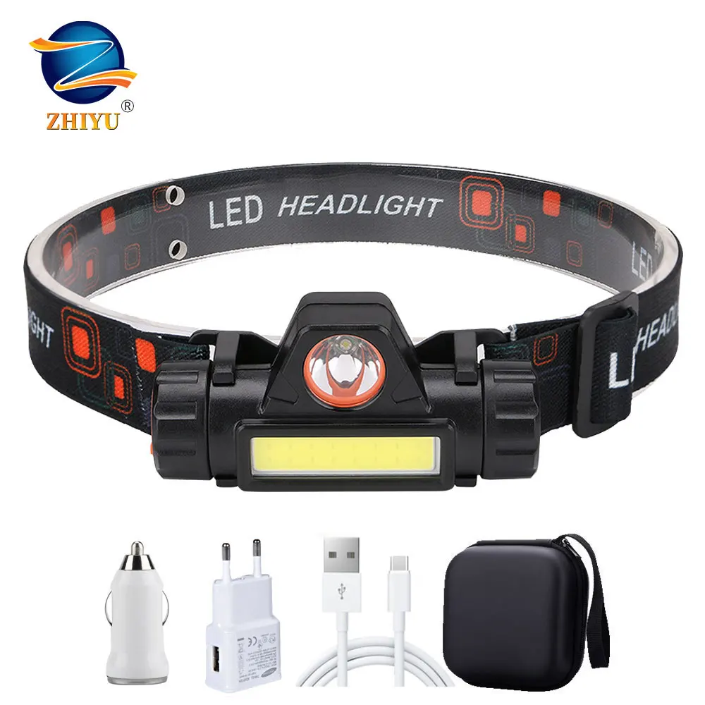 ZHIYU Portable Mini Flashlight Q5+COB Led Headlamp High Power Built in 18650 Battery Outdoor Camping Headlight Stepless Dimming|Headlamps|   - AliExpress