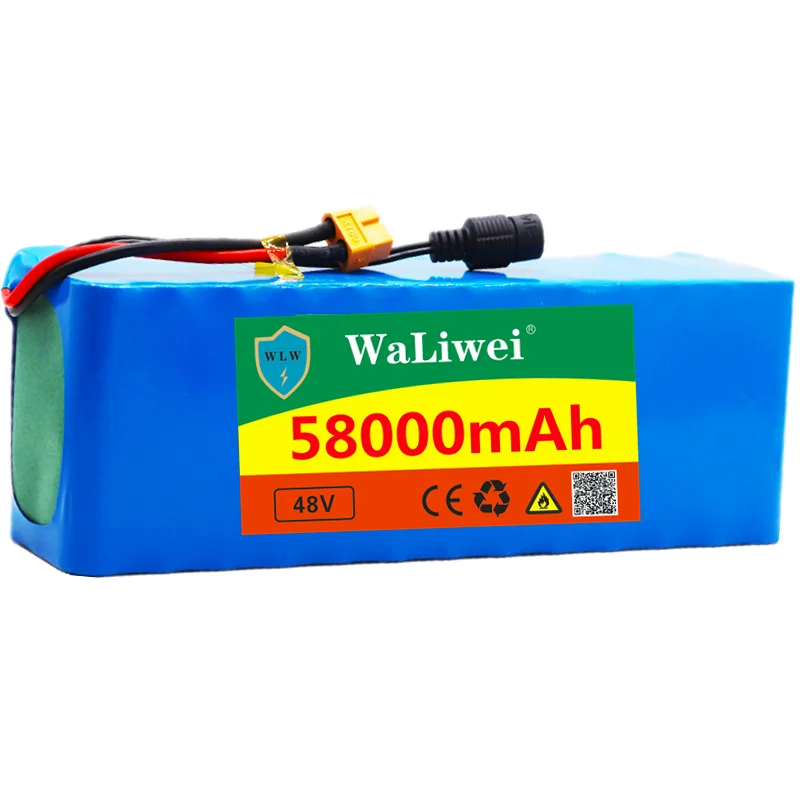 48v 58Ah большой capacity48v Батарея 1000w 13S3P комплект литий ионный батарей пакет для 54 6 v E