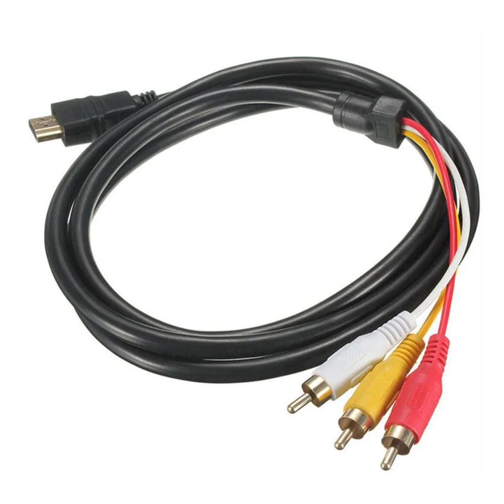 Позолоченные разъемы 5 футов 1 м 1080P HDTV HDMI штекер 3 RCA Аудио Видео AV кабель Шнур