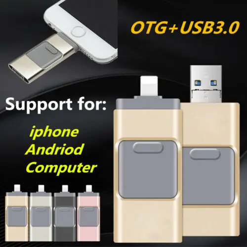 Otg USB флеш-накопитель 3 в 1 для iPhone 11X8 7 6 5 5S ipad Usb флеш-накопитель 3,0 HD карта памяти 16 ГБ 32 ГБ 64 Гб 128 ГБ 256 ГБ