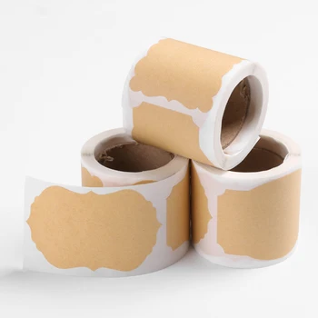 

100PCs/Roll Merry Christmas Blank Kraft Stickers Wedding Decor Cards Box Cookie Bags Package Sealing Labels Tag Party Supplies