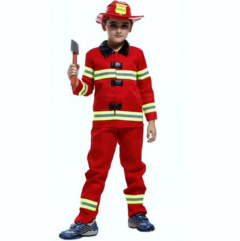 Children Day Party Performance Costume Halloween Children Firefighting Member Clothing Firefighting Two Piece Set Excluded Weapo