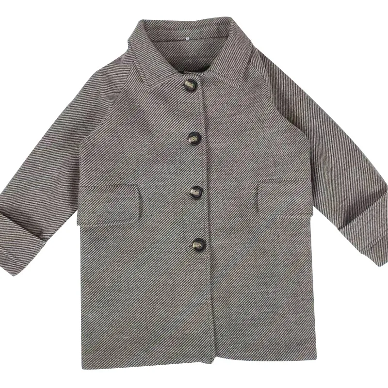 Осенне-зимняя элегантная шерстяная куртка для девочек Новое Детское клетчатое пальто в европейском стиле, детское повседневное пальто Модная верхняя одежда, 6-14
