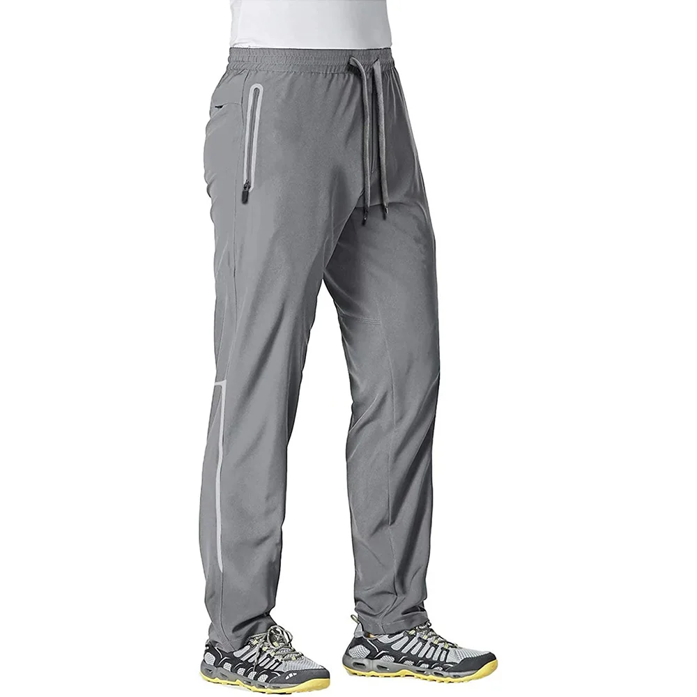 MAGCOMSEN Summer Quick Dry Sweatpants Men's Joggers Pants Reflective Stripe Zip Pocket Tracksuit Trousers Fitness Training Pants 11