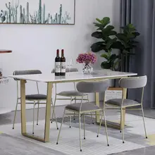 Современный минималистичный металлический футов скандинавский мраморный обеденный стол белый бытовой небольшой стул для квартиры комбинированный Прямоугольный Обеденный Стол