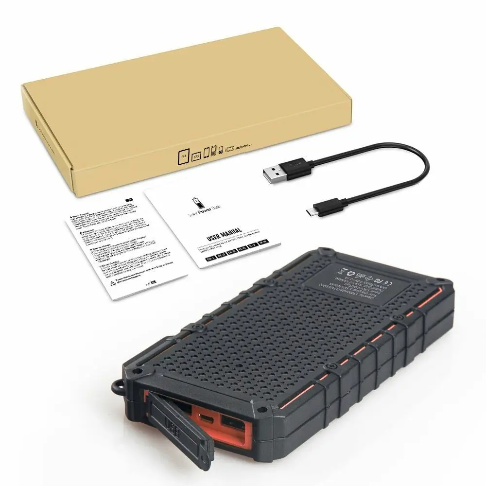 EasyAcc Miaow 10000mAh Solar Waterproof Power Bank External Battery Solar Powerbank Charger with SOS LED Lighting for Outdoor