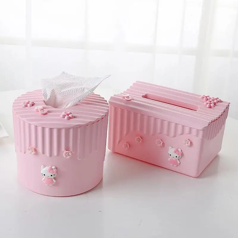 Контейнер hello kitty, декоративная коробка, коробка для галстука для девочек, бумажная коробка для полотенец KT cat, квадратная Круглая Бумажная Коробка для полотенец