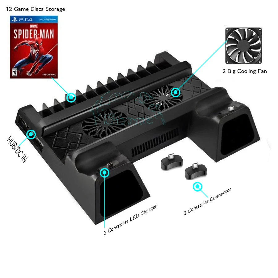 Консоль PS4 Pro вертикальная подставка 2 светодиодных контроллера зарядная док
