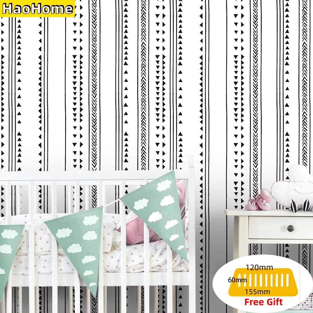 Stick Wallpaper Self-Adhesive Vinyl Triangle White Haohome Modern Peel for Arrow Trellis