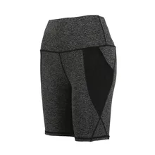 Женские Сетчатые эластичные шорты для пробежек, тренировок, йоги, одноцветные, высокая талия, облегающие, обтягивающие, для спортзала, спортивные шорты с карманами