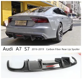 For Audi A7 S7 RS7 2016 2017 2018 2019 Carbon Fiber Rear Bumper Diffuser Lip Spoiler High Quality Car Accessories