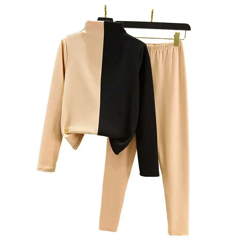 

Women Turtleneck Thermo Underwear Sets Long Johns Thermal Suit Underwear Winter Female Shapewear Microfiber Shirts + Pants 1