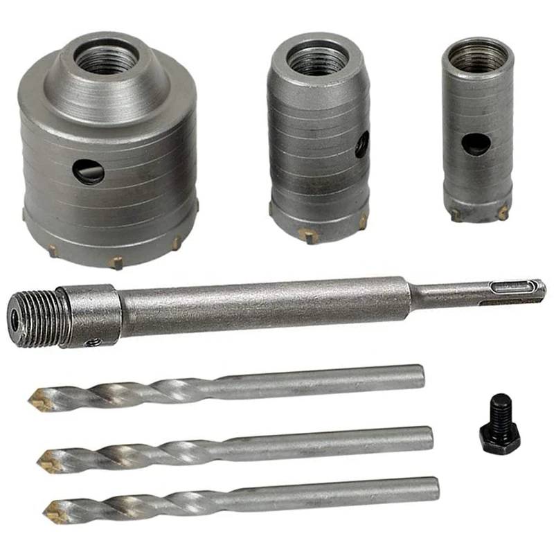 Concrete Hole Saw Kits Sds Plus Shank Wall Hole Cutter Cement Drill Bit Sets 30 40 60mm With 220mm Connecting Rod Drill Bits Aliexpress