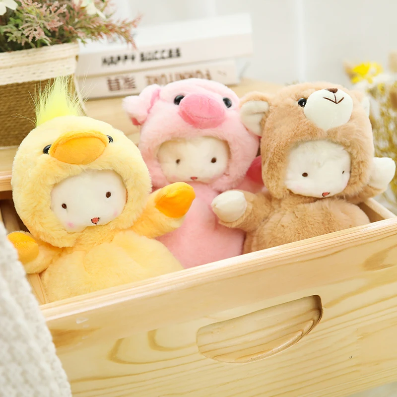 New 25cm Cute Animals Lamb Sheep Plush Toys Cos Cosplay Pig Wolf Bear Frog Duck Rabbit Soft Stuffed Dolls Birthday Gifts | Игрушки и