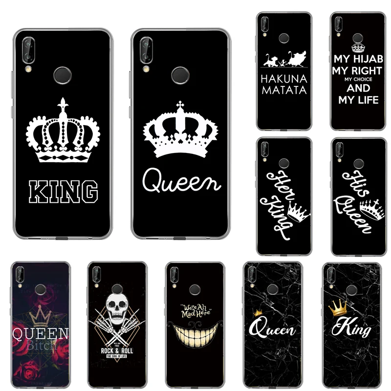 

Letter King Queen cartoon crown TPU soft case for Huawei Nova 5 5ipro 4e Mate30 Y92019 Y7Pro2019 Y62018 Y6 Y7 Transparent cases