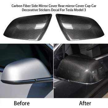

Hot New Carbon Fiber Side Mirror Cover Rear View Mirror Cover Cap Decorative Stickers Car Styling for Tesla Model 3 2018-2019