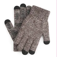 Осень-зима, вязаные перчатки с сенсорным экраном, высокое качество, мужские варежки, утолщенные, теплые, шерстяные, кашемировые, однотонные, для женщин, мужчин, деловые перчатки