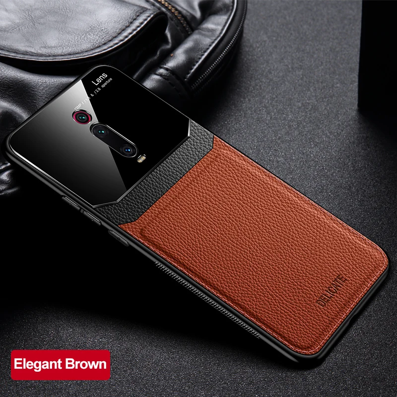 Brown Ударопрочный чехол KEYSION для Xiaomi mi 9T Pro mi 9 SE 8 Lite кожаный чехол для задней панели телефона mi rror для Red mi Note 8 Pro 8 8a 7 K20 - Цвет: Brown