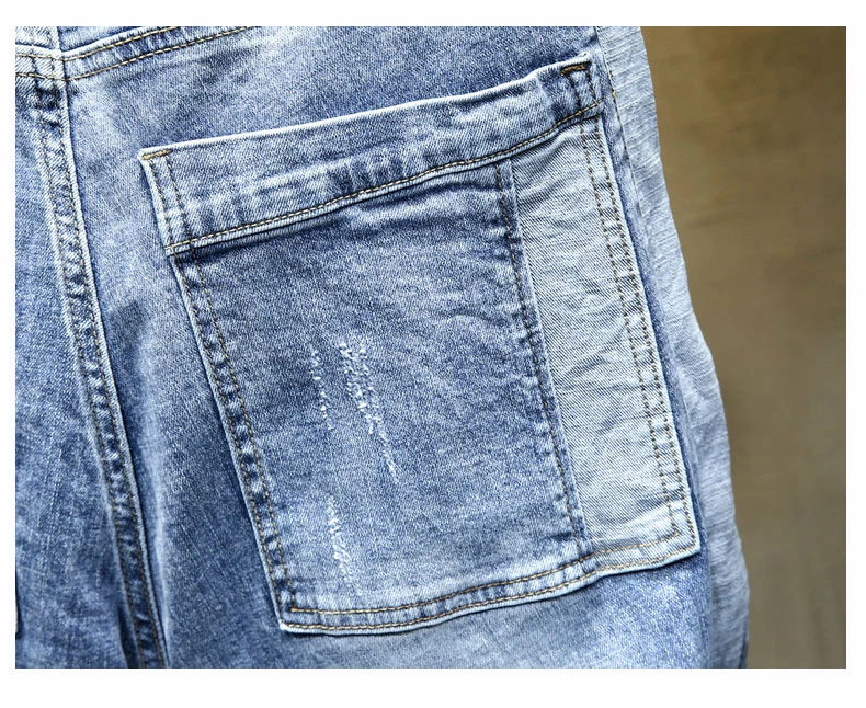 KSTUN Men Jeans 2020 Light Blue Denim Stretch Jogger Pants Man Fashion Side Rivets Casual Haren