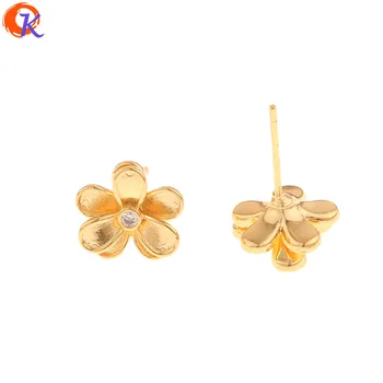 

Cordial Design 30Pcs 11*11MM Fashion Jewelry/CZ Stud Earrings/DIY Making/Genuine Gold Plating/Flower Shape/Simple Women Earrings