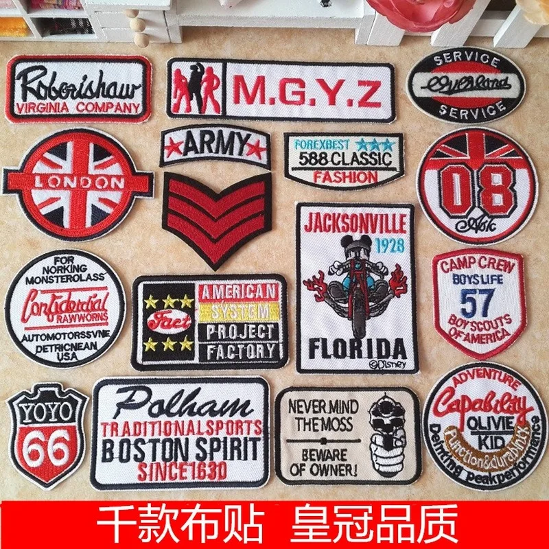 

20 Pcs/lot Round Embroidery Patches Letters English Style Vintage Clothing Accessories Heat Transfer Badge Iron Clothes