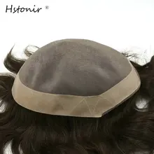 Hstonir афра системы замены волос моно Кружево и pu поли вокруг природного Цвет конский волос мужские часть волос со H008