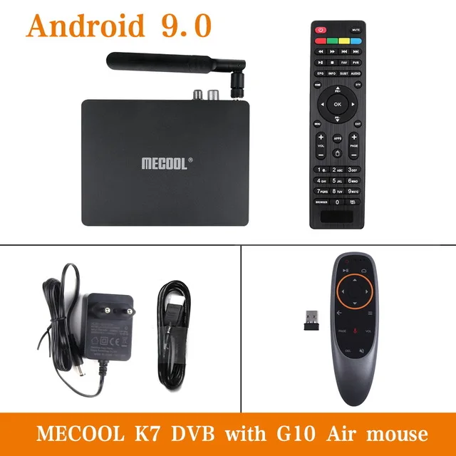 MECOOL K7 Android 9,0 Смарт ТВ коробка, 4 ГБ, 64 ГБ, Amlogic S905X2 DVB-S2 DVB-T2 DVB-C 2,4G/5G Wi-Fi USB 3,0 4K HD Декодер каналов кабельного телевидения Media Player - Цвет: K7 TV BOX with G10